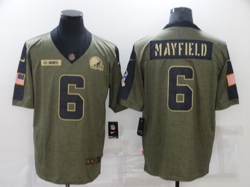 Men's Cleveland Browns Baker Mayfield #6 Olive Jersey